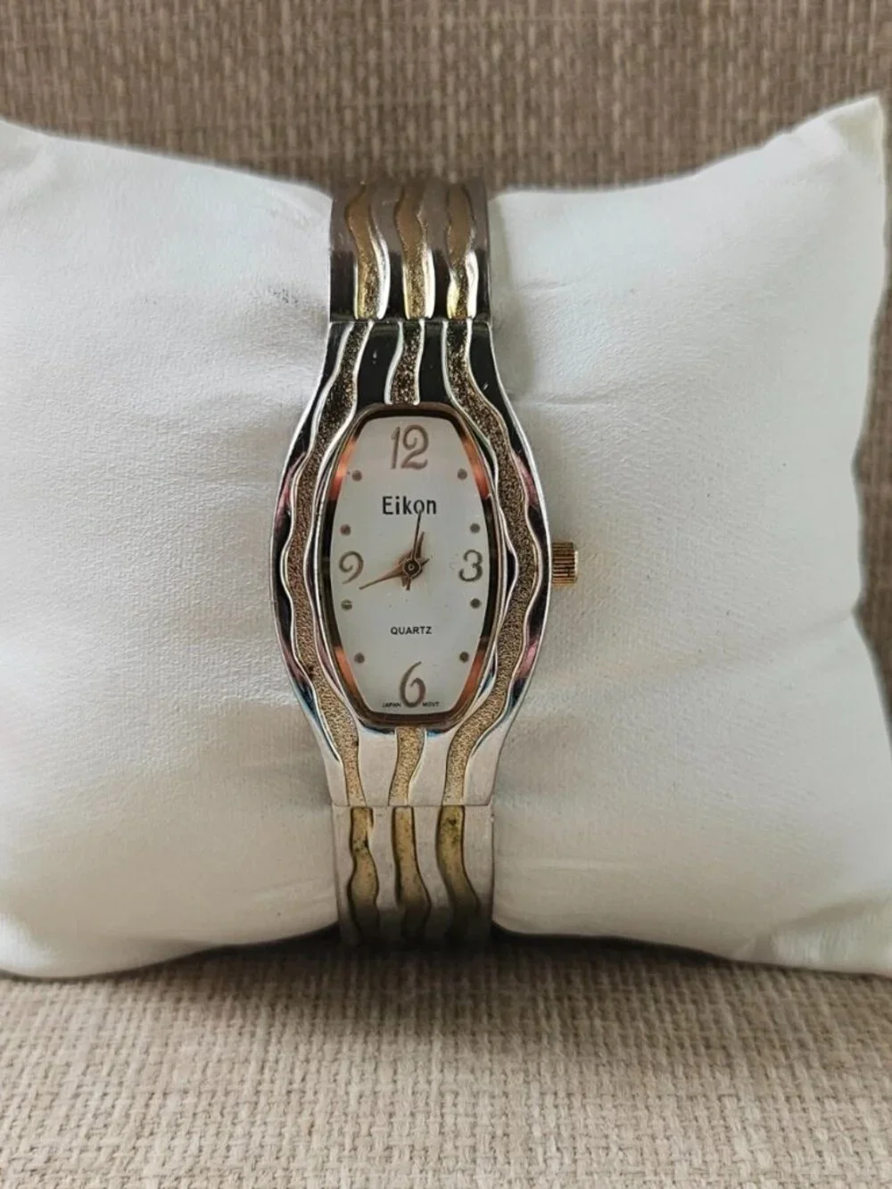 Eikon Ladies Wristwatch Gold/Silver Tone Cuff Band Analog Quartz Wrist Watch